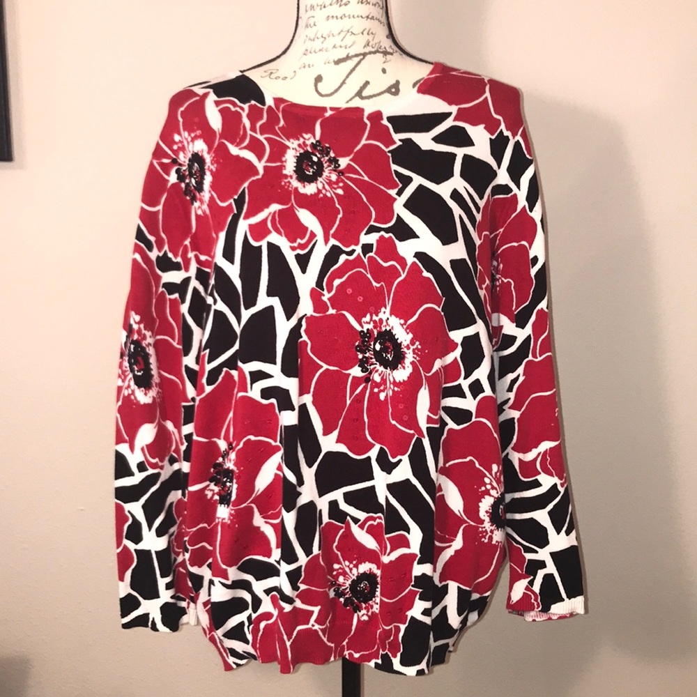 Alfred Dunner Red and Black sweater